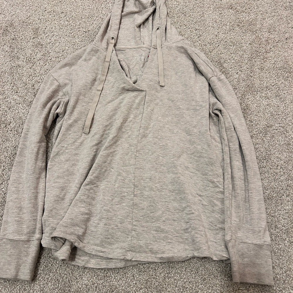 Aerie Light Gray Hooded Pullover